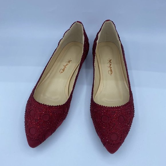 XYD Women Elegant Pointed Toe Rhinestone Flats Mes - Picture 6 of 13